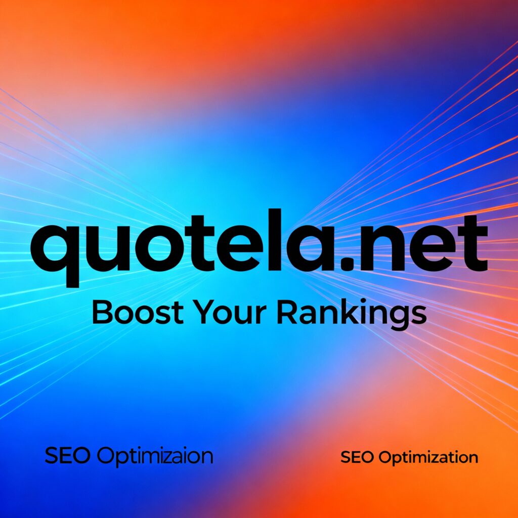 Eye-catching SEO graphic with quotela.net text and boost your rankings message